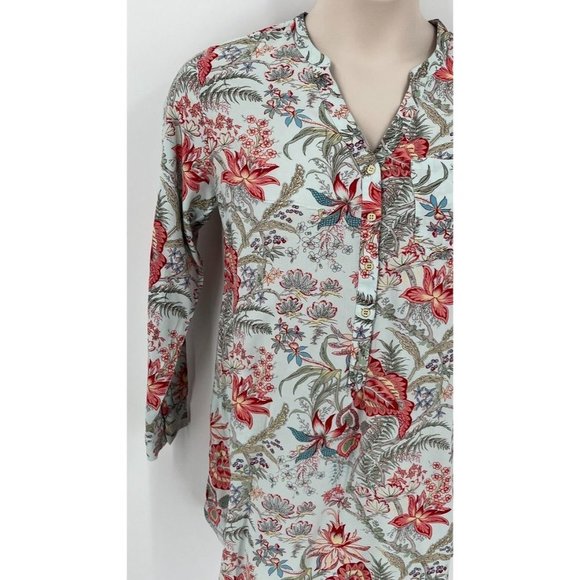 Soft Surroundings Women’s Tunic Top V-Neck Multicolor Floral Size S Long Sleeve - Picture 2 of 14